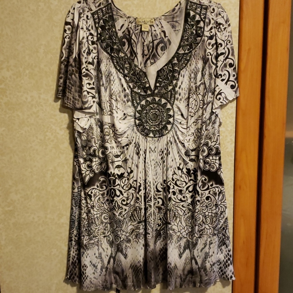 Tunic with lace and beaded bodice